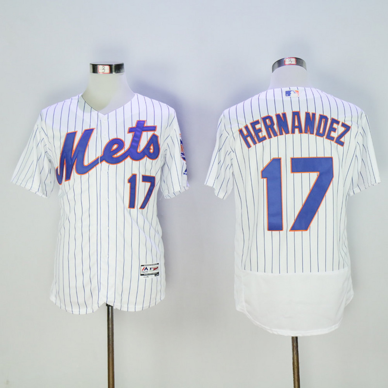 Men New York Mets 17 Hernandez White Elite MLB Jerseys